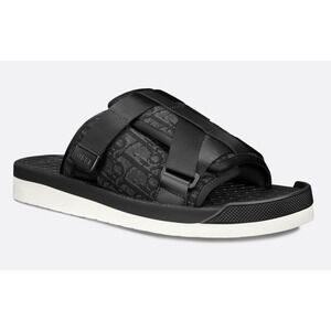 Dior Mens Alpha Sandal Black White Oblique Jacquard Logo Slide Slip On 45 12